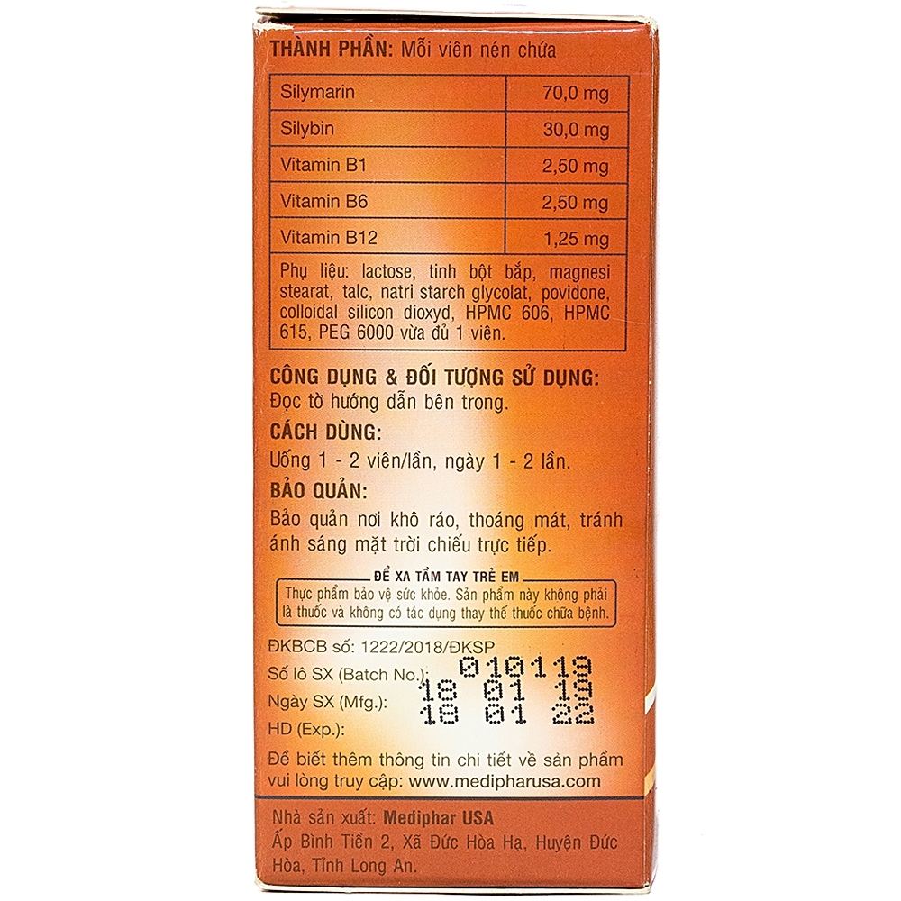 Hình ảnh Viên uống Cadumarin Fort Mediphar bổ gan, bảo vệ tế bào gan (10 vỉ x 10 viên)