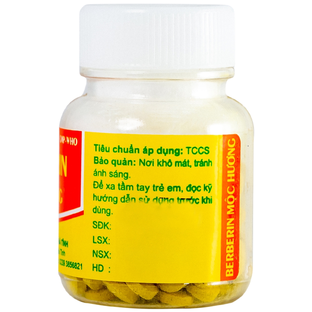 Hình ảnh Thuốc Berberin Mộc Hương Hadiphar điều trị lỵ trực khuẩn, hội chứng lỵ (100 viên)