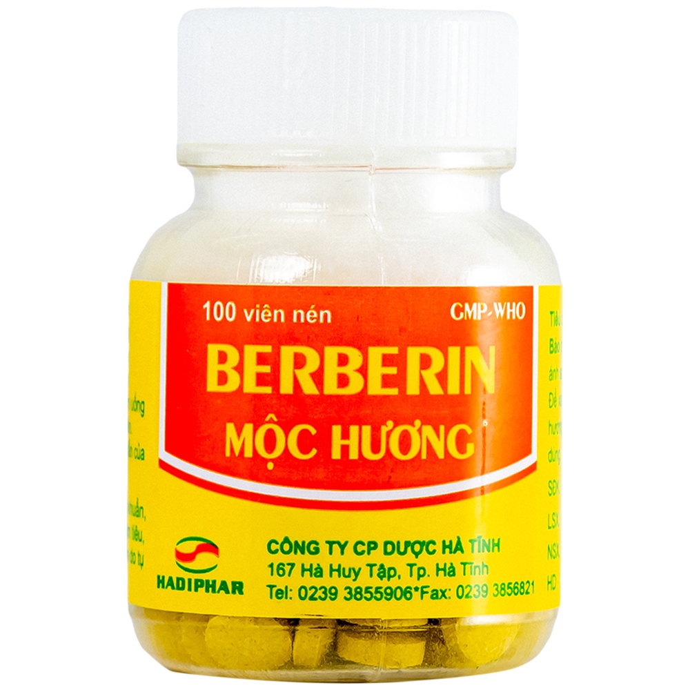 Hình ảnh Thuốc Berberin Mộc Hương Hadiphar điều trị lỵ trực khuẩn, hội chứng lỵ (100 viên)