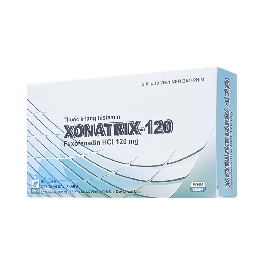 Hình ảnh Thuốc Xonatrix-120 DaviPharm điều trị triệu chứng viêm mũi dị ứng theo mùa (3 vỉ x 10 viên)