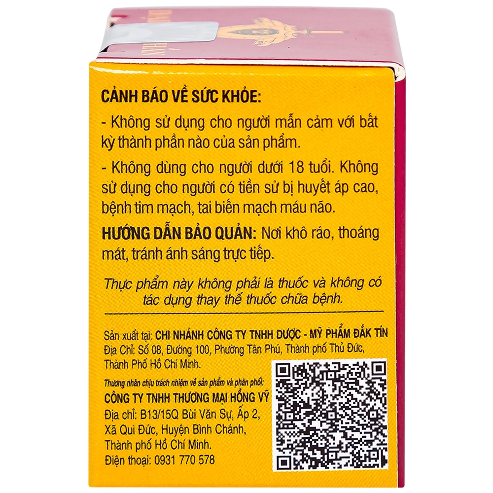 Hình ảnh Viên uống Đại Lực Thần Đắk Tín hỗ trợ tăng cường sinh lực, bồi bổ nguyên khí (2 viên)