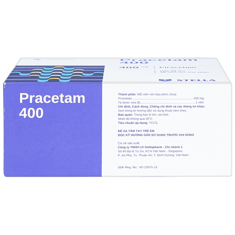 Hình ảnh Viên nén Pracetam 400 Stella điều trị chóng mặt, suy giảm trí nhớ (10 vỉ x 10 viên)