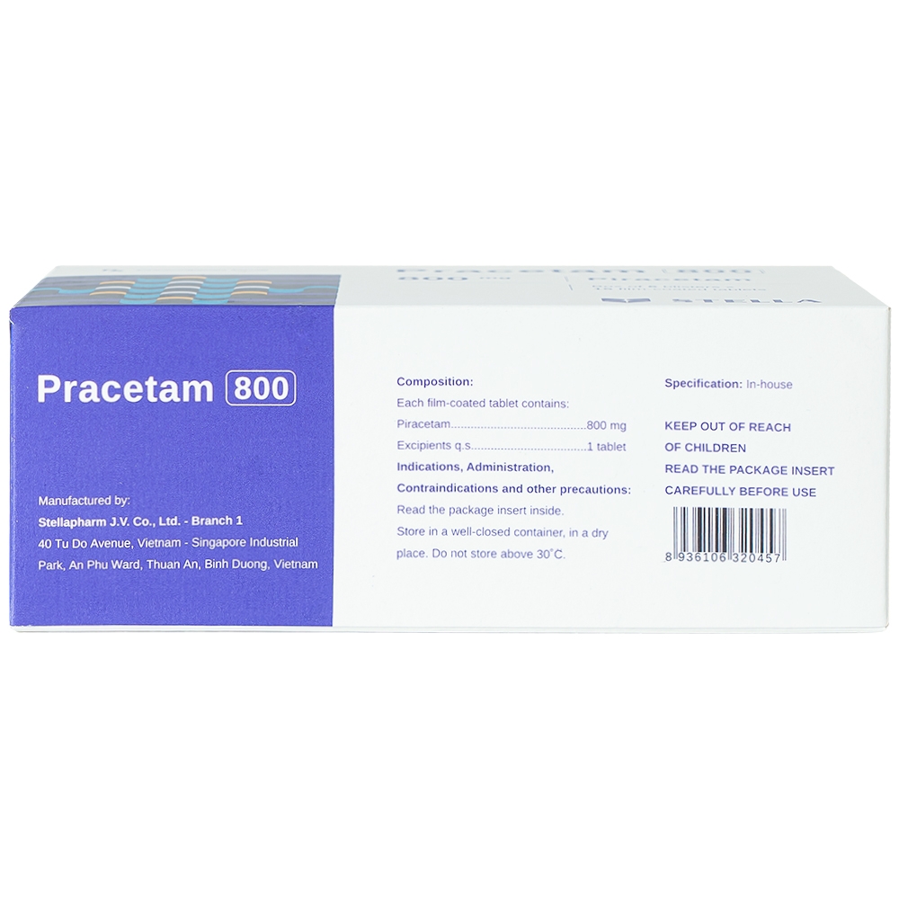 Hình ảnh Viên nén Pracetam 800 Stella điều trị chóng mặt, suy giảm trí nhớ (6 vỉ x 15 viên)