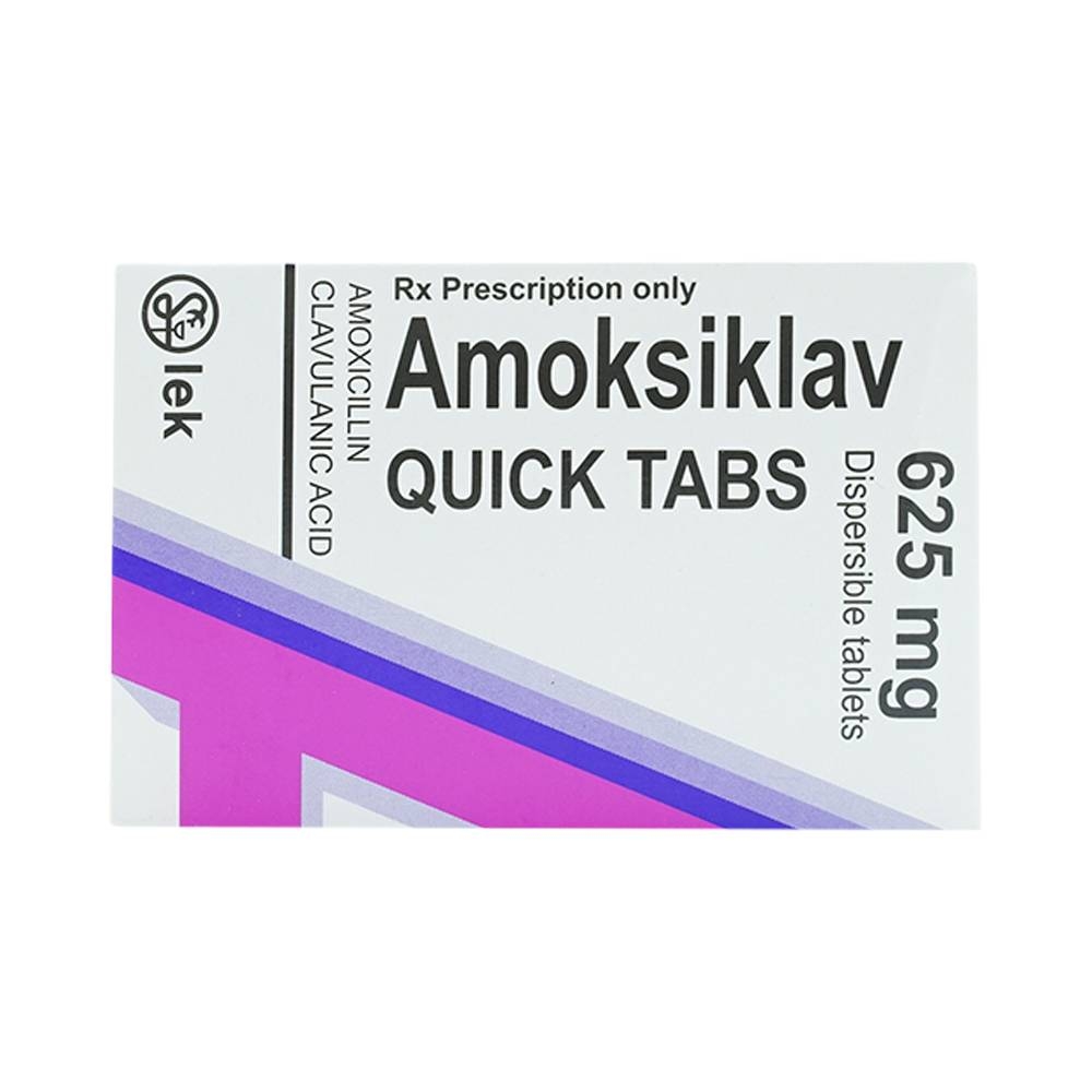 Hình ảnh Thuốc Amoksiklav Quick Tabs 625mg Lek điều trị nhiễm khuẩn (7 vỉ x 2 viên)