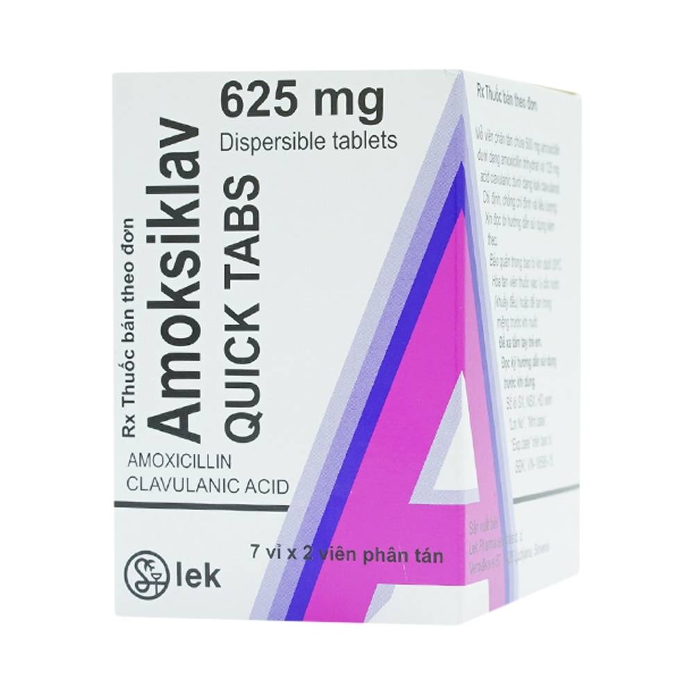Hình ảnh Thuốc Amoksiklav Quick Tabs 625mg Lek điều trị nhiễm khuẩn (7 vỉ x 2 viên)