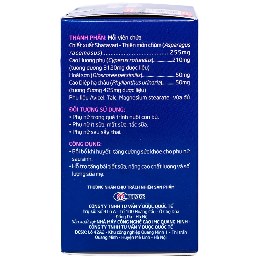 Hình ảnh Viên uống Ích Mẫu Lợi Nhi IMC hỗ trợ tăng tiết sữa, tăng lượng sữa mẹ (60 viên)