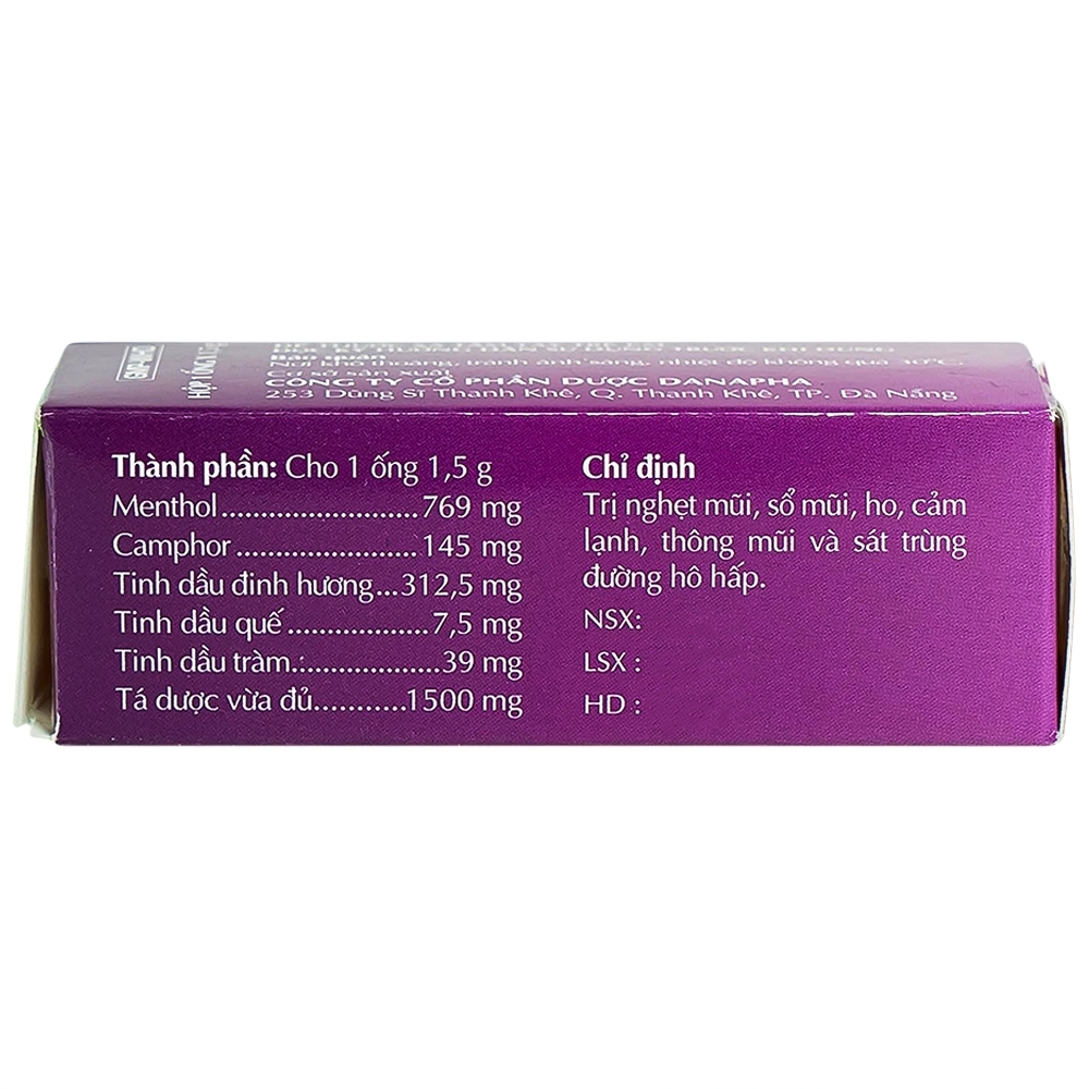 Hình ảnh Ống hít Sao Vàng Danapha điều trị nghẹt mũi, sổ mũi, ho (1.5g)