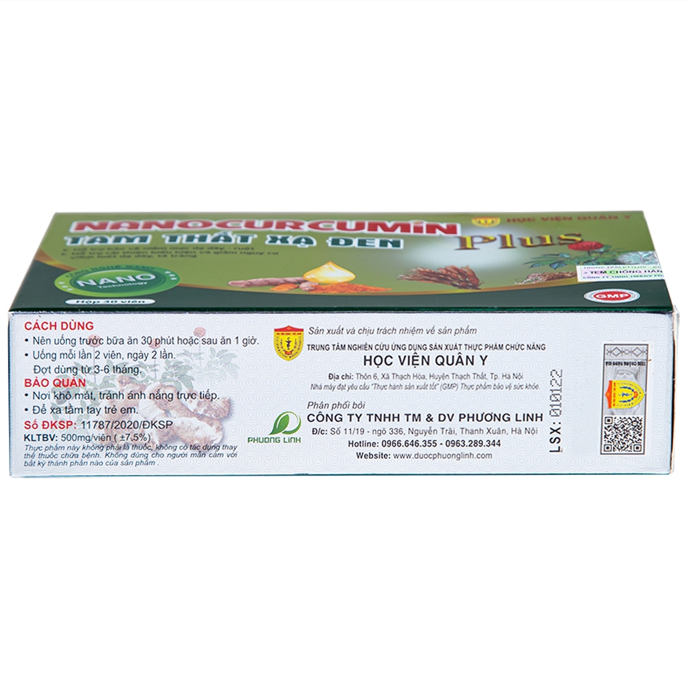 Hình ảnh Viên uống Nanocurcumin Tam Thất Xạ Đen Plus giảm viêm loét dạ dày, tá tràng (3 vỉ x 10 viên)
