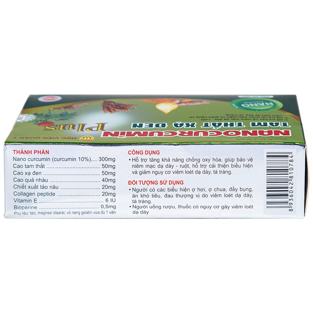 Hình ảnh Viên uống Nanocurcumin Tam Thất Xạ Đen Plus giảm viêm loét dạ dày, tá tràng (3 vỉ x 10 viên)
