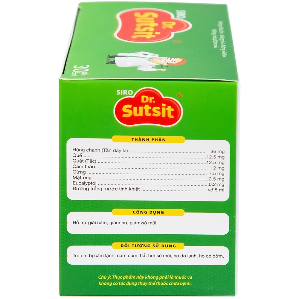 Hình ảnh Siro Dr.Sutsit Gia An giải cảm, giảm ho, giảm sổ mũi (30 gói x 5ml)