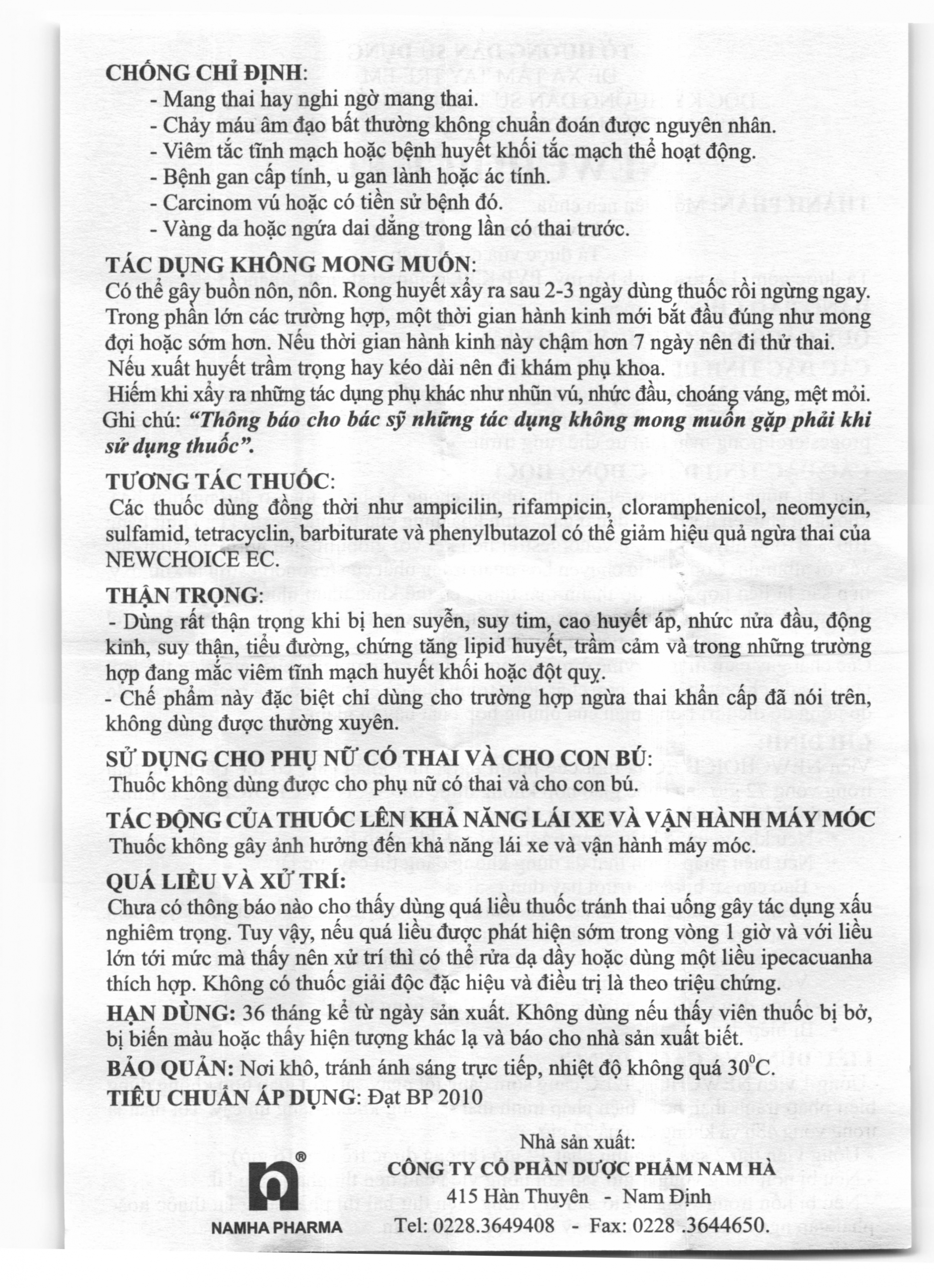Hình ảnh Thuốc Newchoice EC 0,75mg Nam Hà ngừa thai khẩn cấp (1 vỉ x 2 viên)