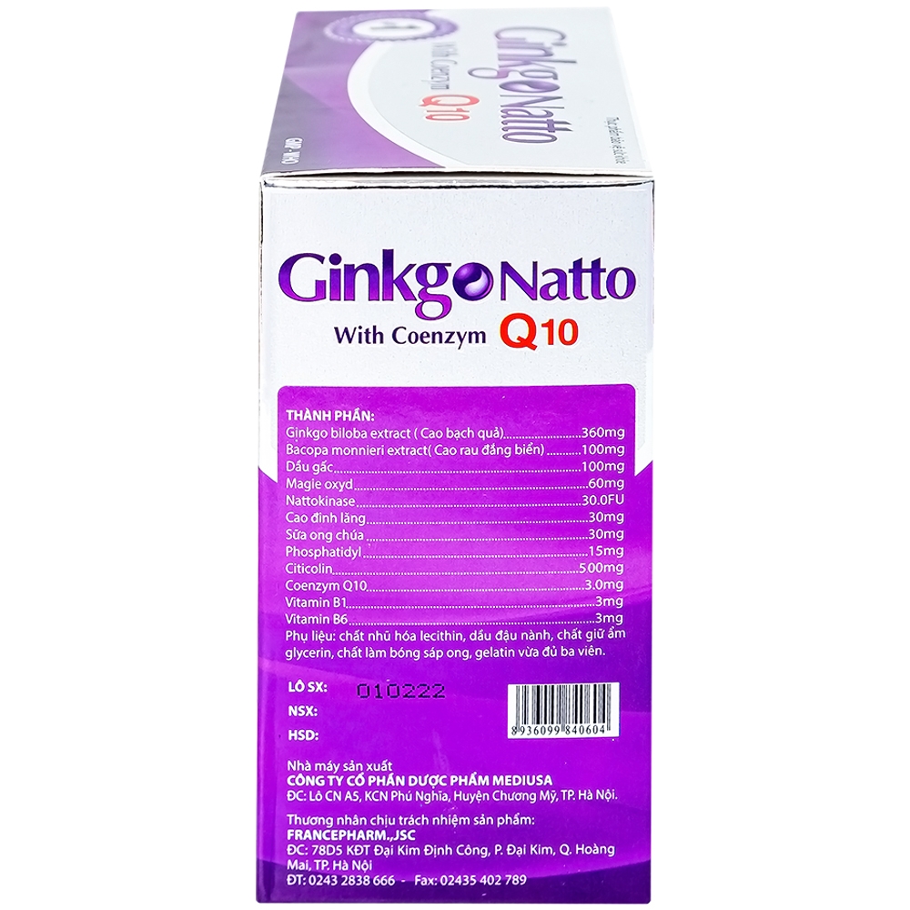 Hình ảnh Viên uống Ginkgo Natto With Coenzym Q10 360mg USA giúp tăng cường lưu thông máu (100 viên)