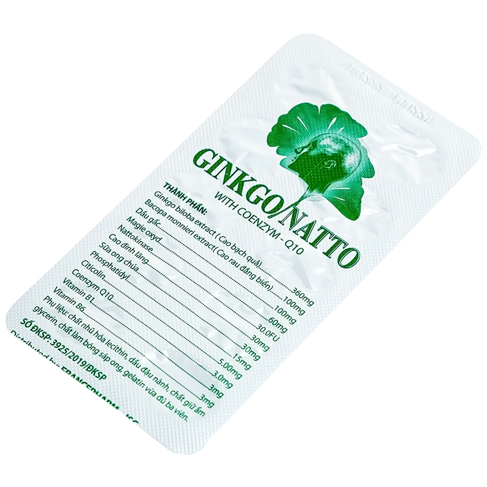 Hình ảnh Viên uống Ginkgo Natto With Coenzym Q10 360mg USA giúp tăng cường lưu thông máu (100 viên)