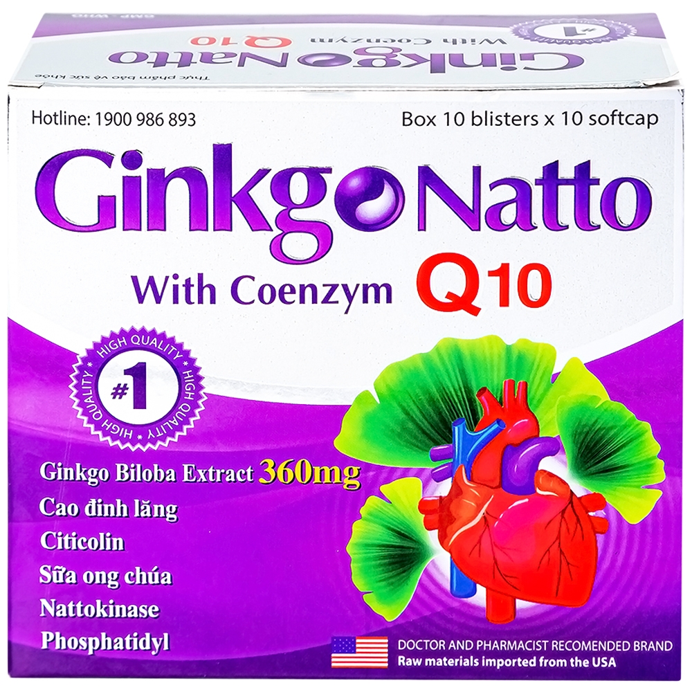 Hình ảnh Viên uống Ginkgo Natto With Coenzym Q10 360mg USA giúp tăng cường lưu thông máu (100 viên)
