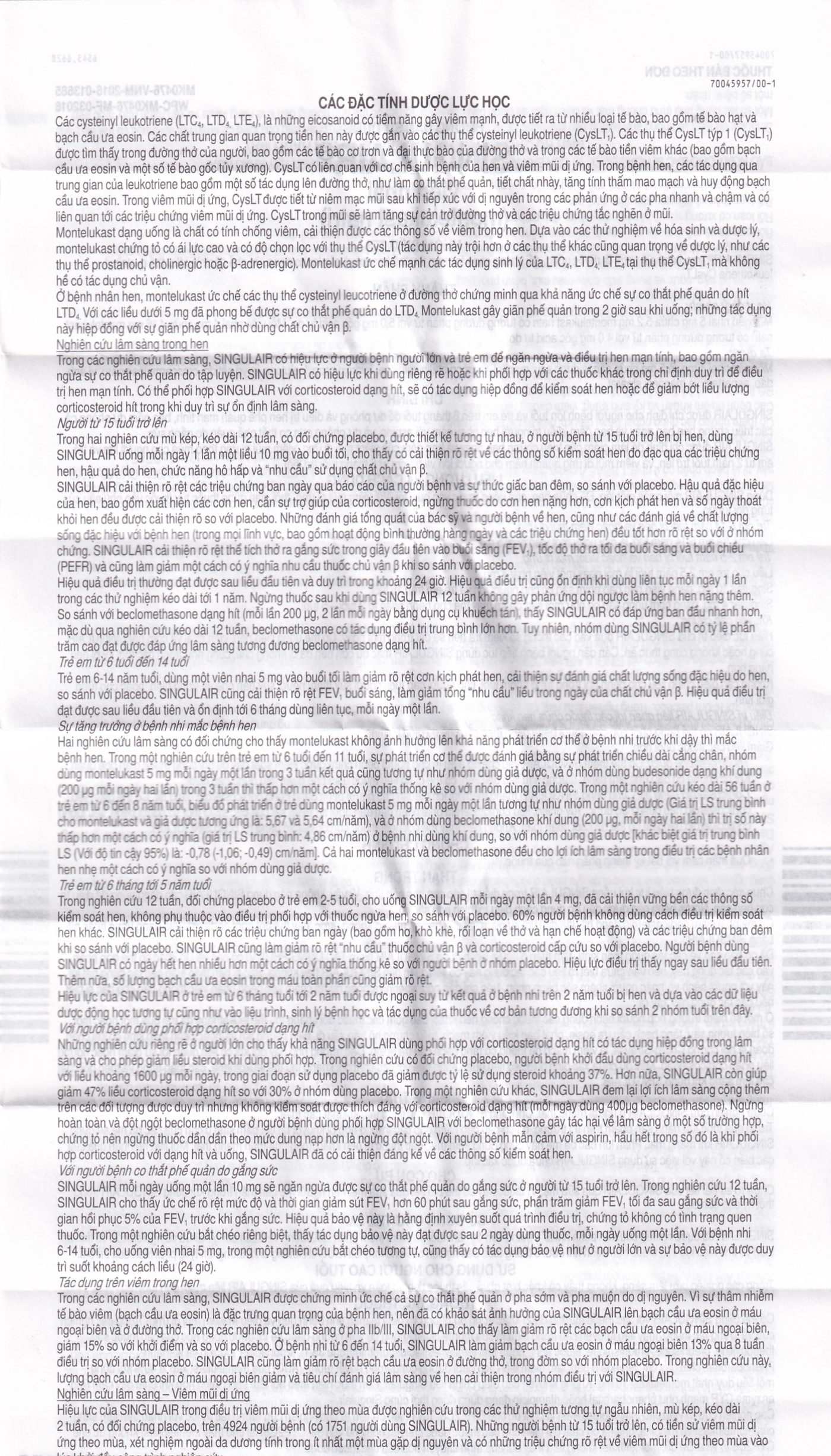 Hình ảnh Viên nhai Singulair 5mg MSD điều trị hen phế quản mạn tính (2 vỉ x 14 viên) 