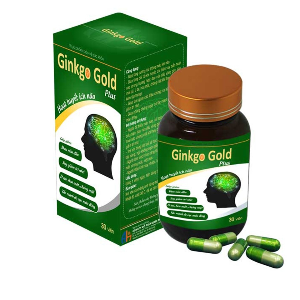 Hình ảnh Viên uống Ginkgo Gold Plus An Hưng giảm đau nửa đầu, suy giảm trí nhớ (30 viên)