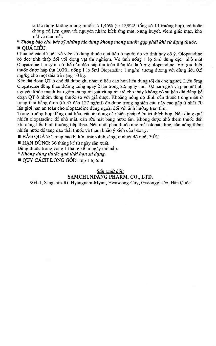 Hình ảnh Thuốc nhỏ mắt Olotedin Eye Drops Samchundang Pharm điều trị viêm kết mạc dị ứng theo mùa (5ml)