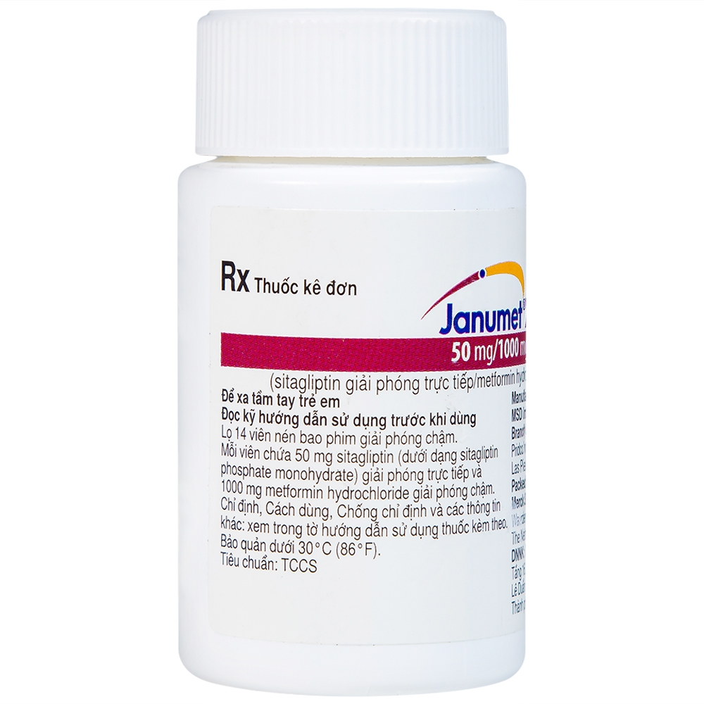 Hình ảnh Viên nén Janumet XR 50mg/1000mg MSD điều trị đái tháo đường típ 2 (14 viên)