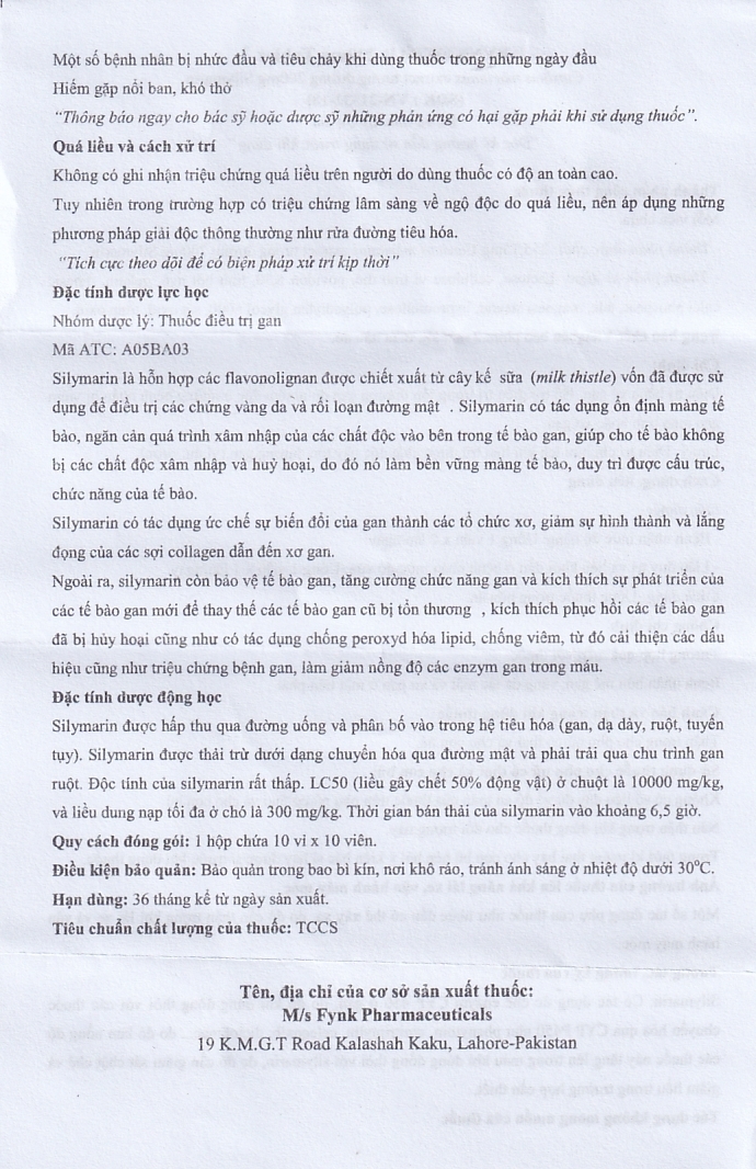 Hình ảnh Thuốc Fynkhepar 200mg Fynk điều trị hỗ trợ các bệnh về gan do nhiễm độc (10 vỉ x 10 viên)