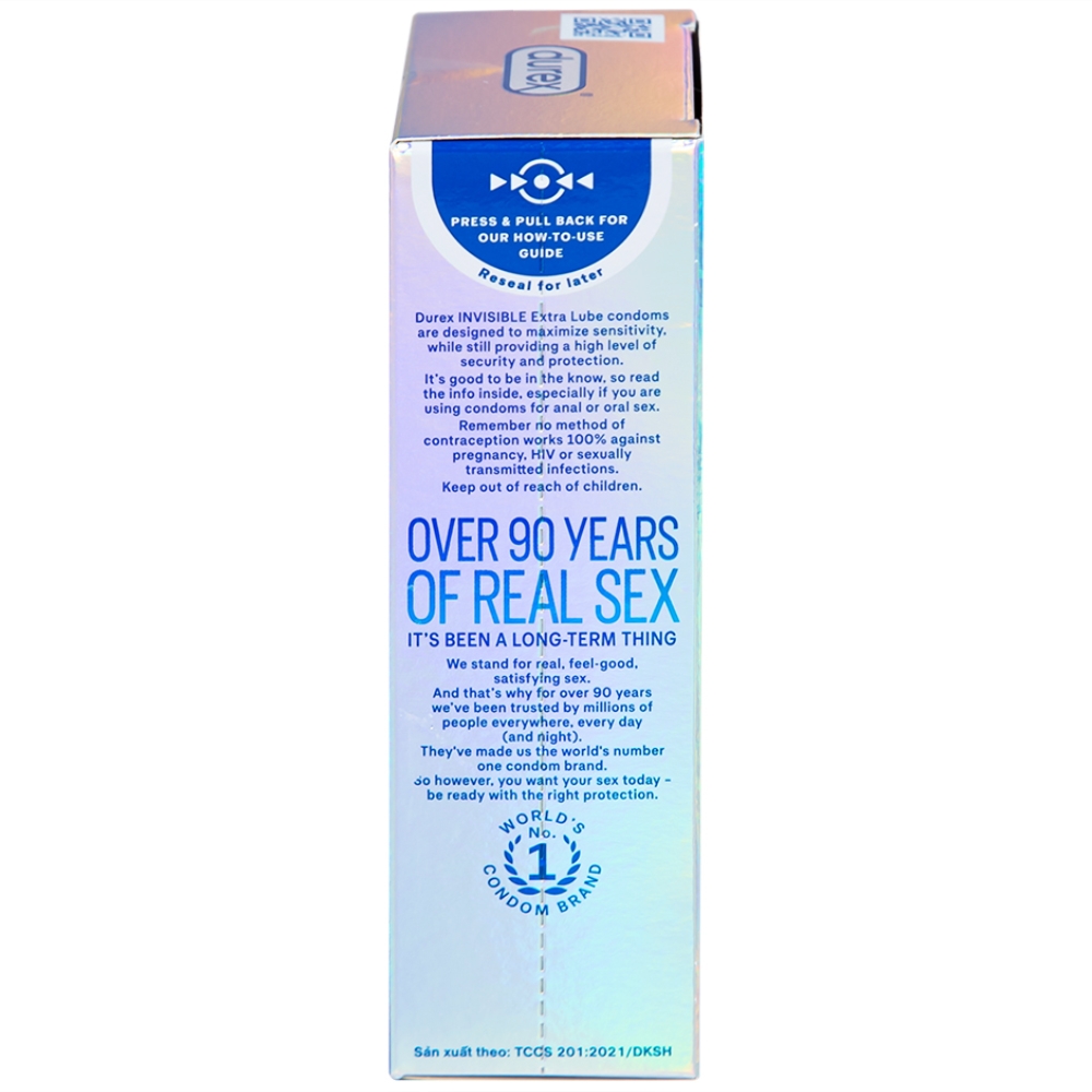 Hình ảnh Bao cao su Durex Invisible Extra Thin Extra Lubricated siêu mỏng, nhiều chất bôi trơn (10 cái)