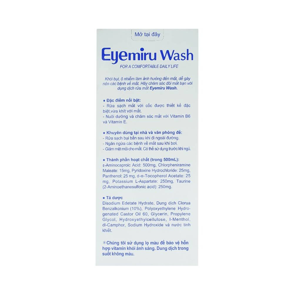 Hình ảnh Dung dịch rửa mắt Eyemiru Wash Nitto Medic phòng chống bệnh về mắt (500ml)