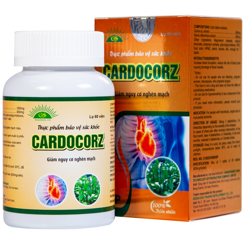 Hình ảnh Viên uống Cardocorz NanoFrance tăng cường lưu thông máu, giảm nguy cơ huyết khổi (60 viên)