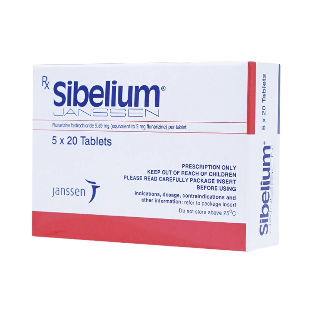 Hình ảnh Thuốc Sibelium Janssen điều trị đau nửa đầu  (5 vỉ x 20 viên)