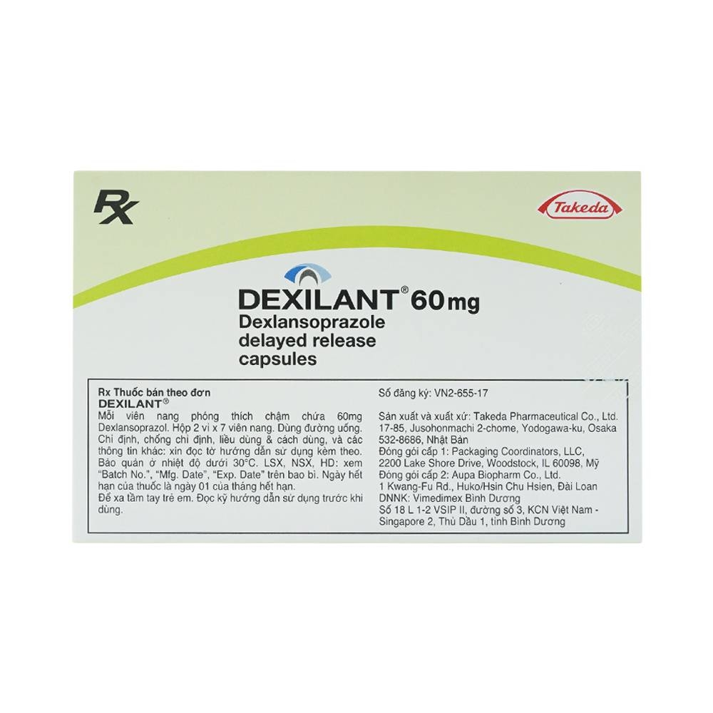 Hình ảnh Thuốc Dexilant 60mg Takeda điều trị bệnh trào ngược dạ dày thực quản (2 vỉ x 7 viên)