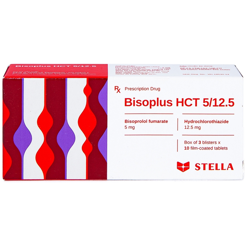 Hình ảnh Thuốc Bisoplus HCT 5/12.5 Stella điều trị tăng huyết áp (3 vỉ x 10 viên)