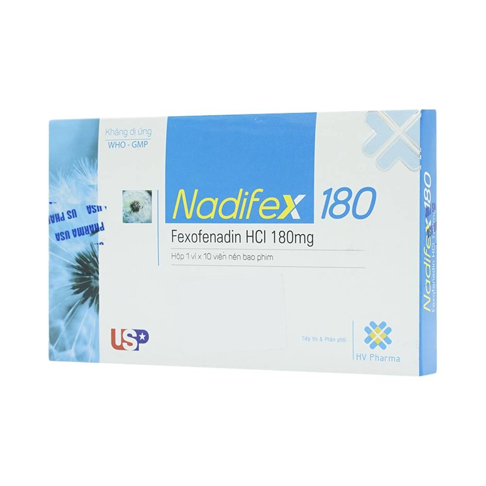 Hình ảnh Viên nén Nadifex 180 USP giảm viêm mũi dị ứng, hắt hơi, chảy mũi (1 vỉ x 10 viên)