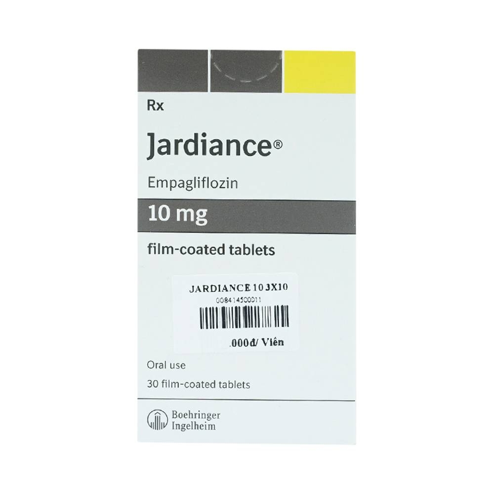 Hình ảnh Viên nén Jardiance 10mg Boehringer điều trị đái tháo đường típ 2, suy tim, bệnh thận mạn tính (3 vỉ x 10 viên)