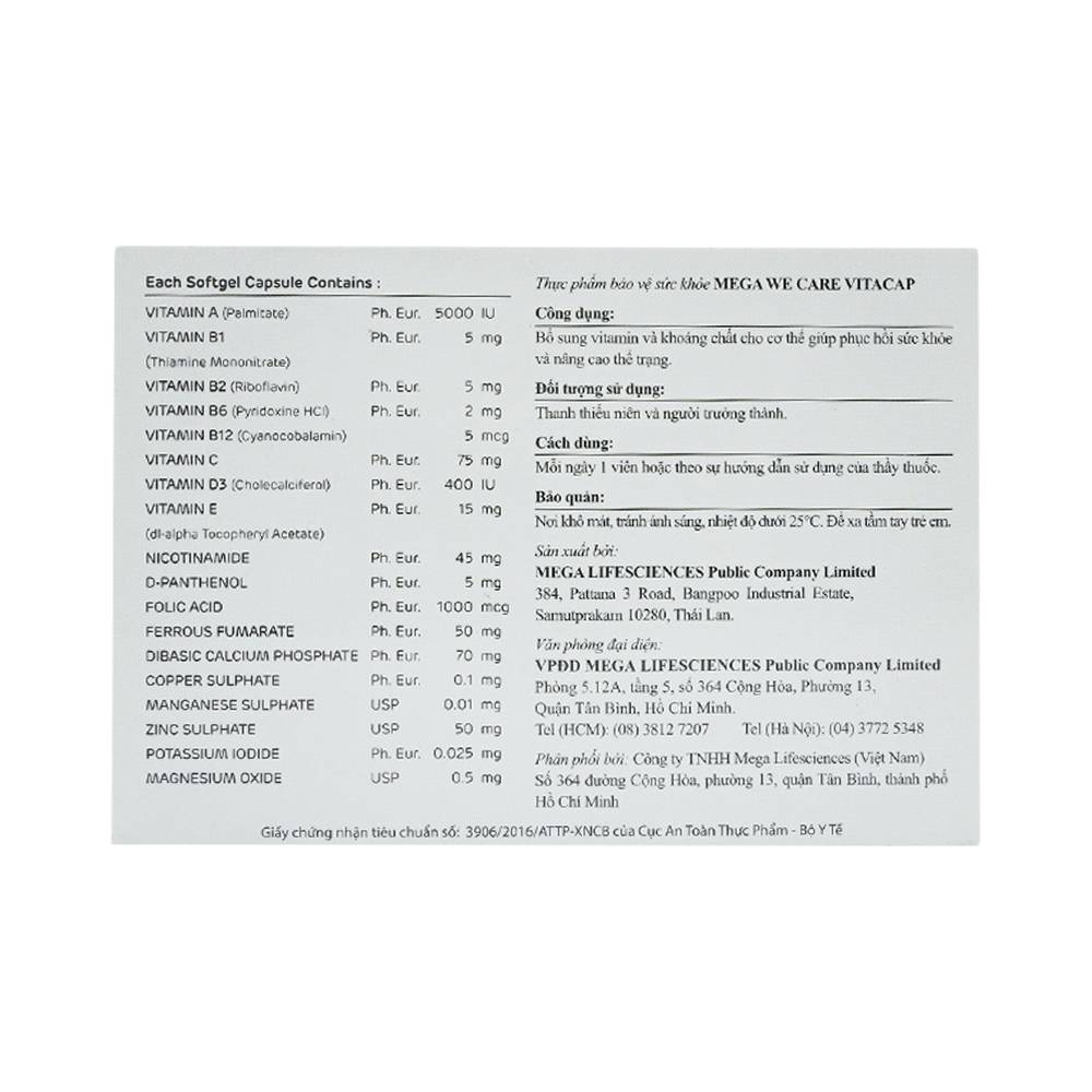Hình ảnh Viên uống Vitacap Mega We Care bổ sung Vitamin và khoáng chất cho cơ thể (5 vỉ x 10 viên)