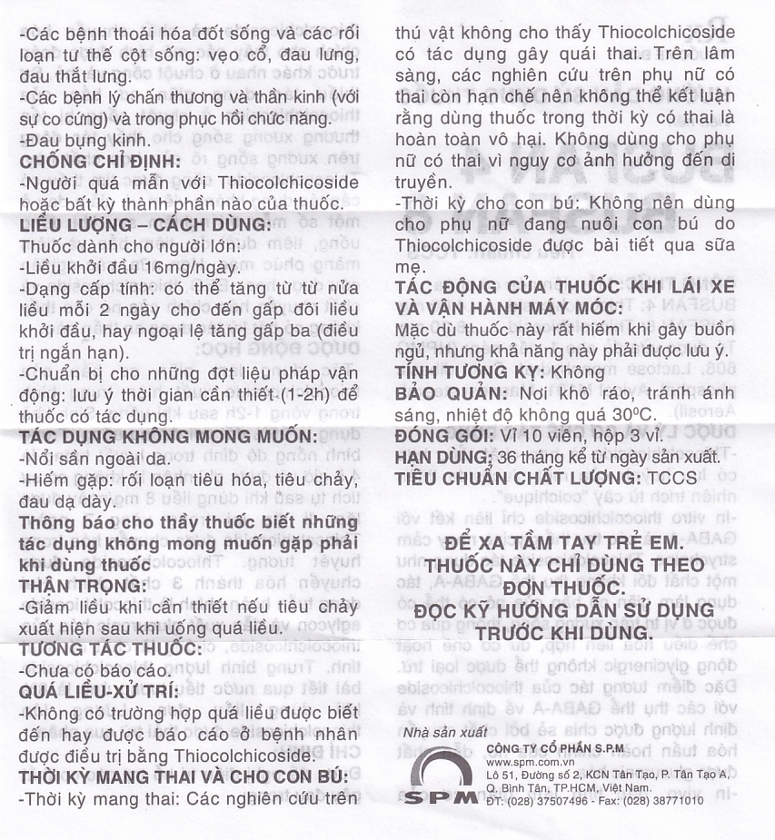 Hình ảnh Thuốc Busfan 8 SPM điều trị hỗ trợ các cơn co thắt gây đau trong thoái hóa đốt sống (3 vỉ x 10 viên)