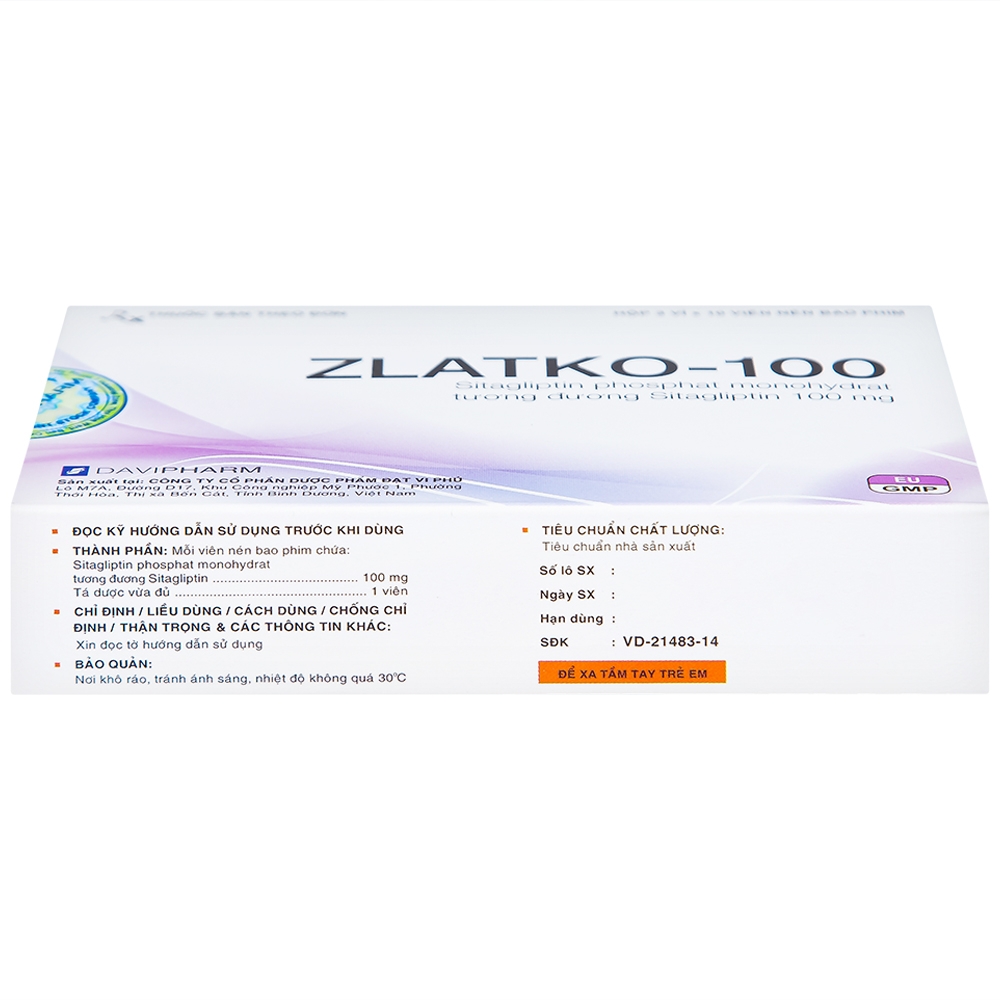 Hình ảnh Thuốc Zlatko-100 DaviPharm điều trị đái tháo đường típ 2 (3 vỉ x 10 viên)