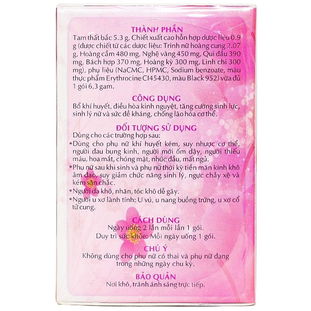 Hình ảnh Viên hoàn cứng Hoa Nhũ Khang Thái Dương bổ khí huyết, điều hòa kinh nguyệt (20 gói x 6.3g)