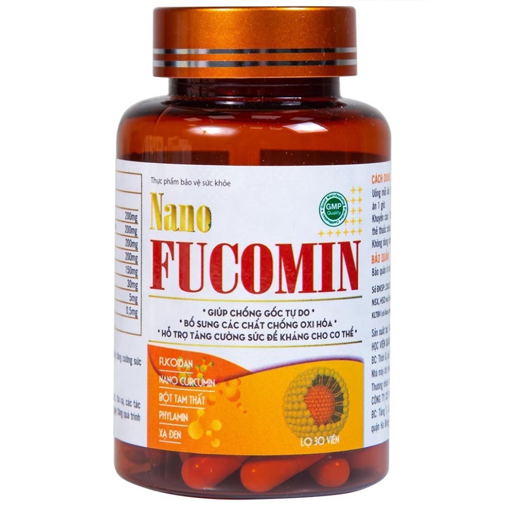 Hình ảnh Viên uống Nano Fucomin HVQY hỗ trợ giảm tác dụng phụ của hóa trị giúp chống gốc tự do (30 viên)