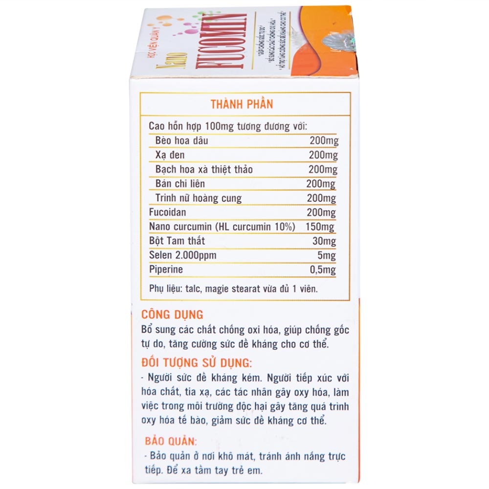 Hình ảnh Viên uống Nano Fucomin HVQY hỗ trợ giảm tác dụng phụ của hóa trị giúp chống gốc tự do (30 viên)