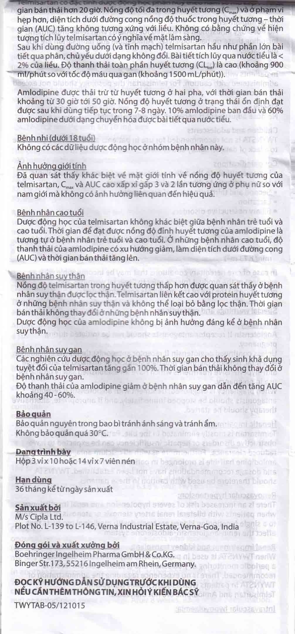 Hình ảnh Thuốc Twynsta 80mg/5mg Boehringer điều trị tăng huyết áp vô căn (14 vỉ x 7 viên)