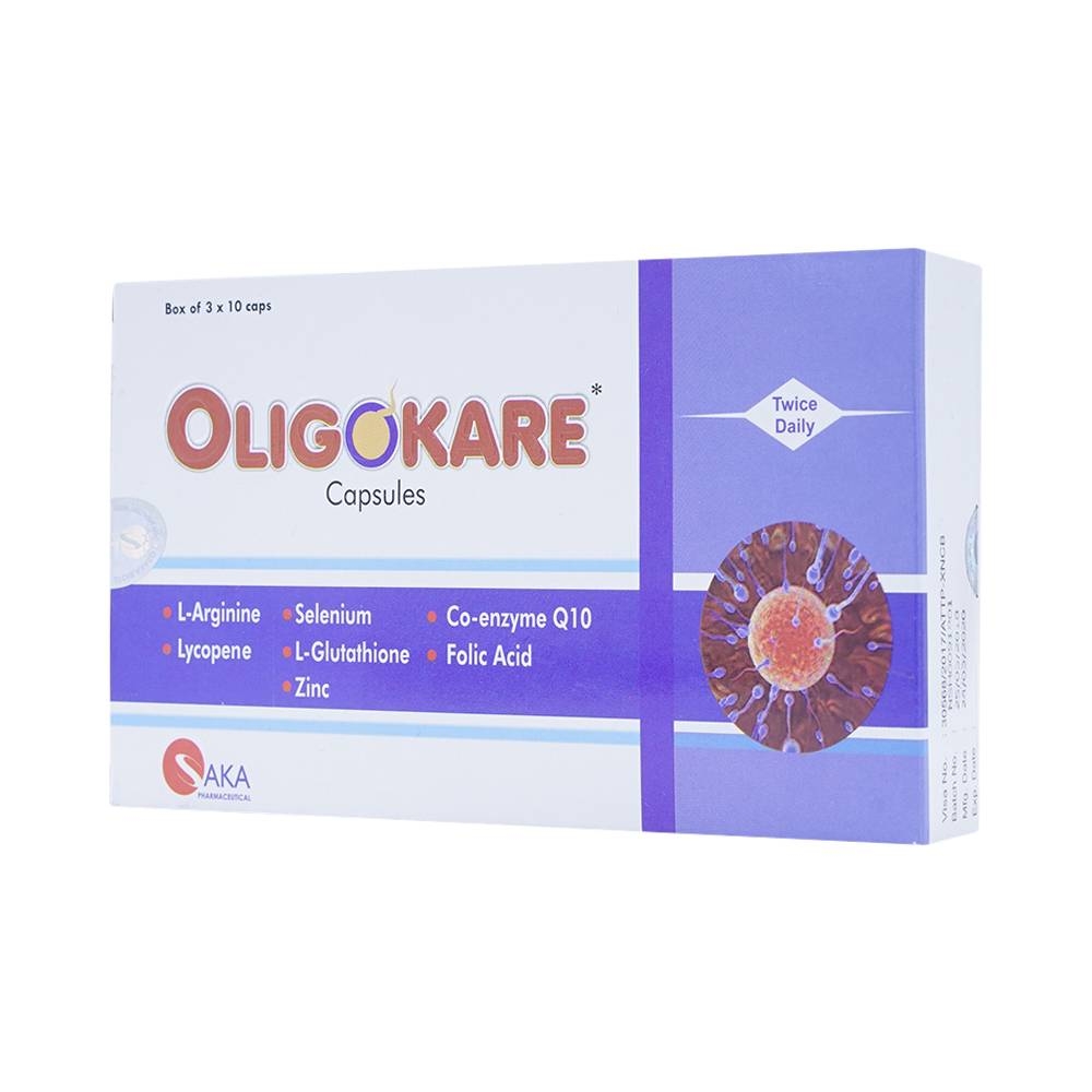 Hình ảnh Viên uống Oligokare Ahaan Healthcare điều trị hiếm muộn ở nam giới (3 vỉ x 10 viên)
