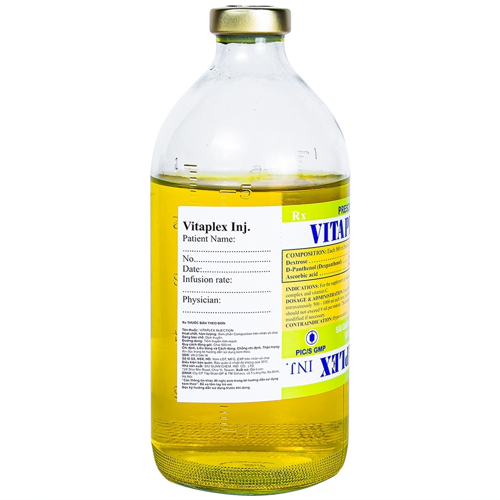Hình ảnh Thuốc tiêm Vitaplex Injection Siu Guan Chemical điều trị thiếu Vitamin nhóm B (500ml)