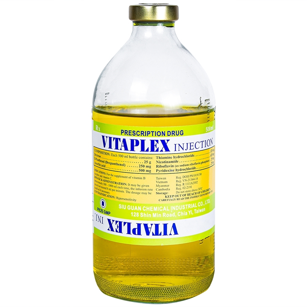 Hình ảnh Thuốc tiêm Vitaplex Injection Siu Guan Chemical điều trị thiếu Vitamin nhóm B (500ml)