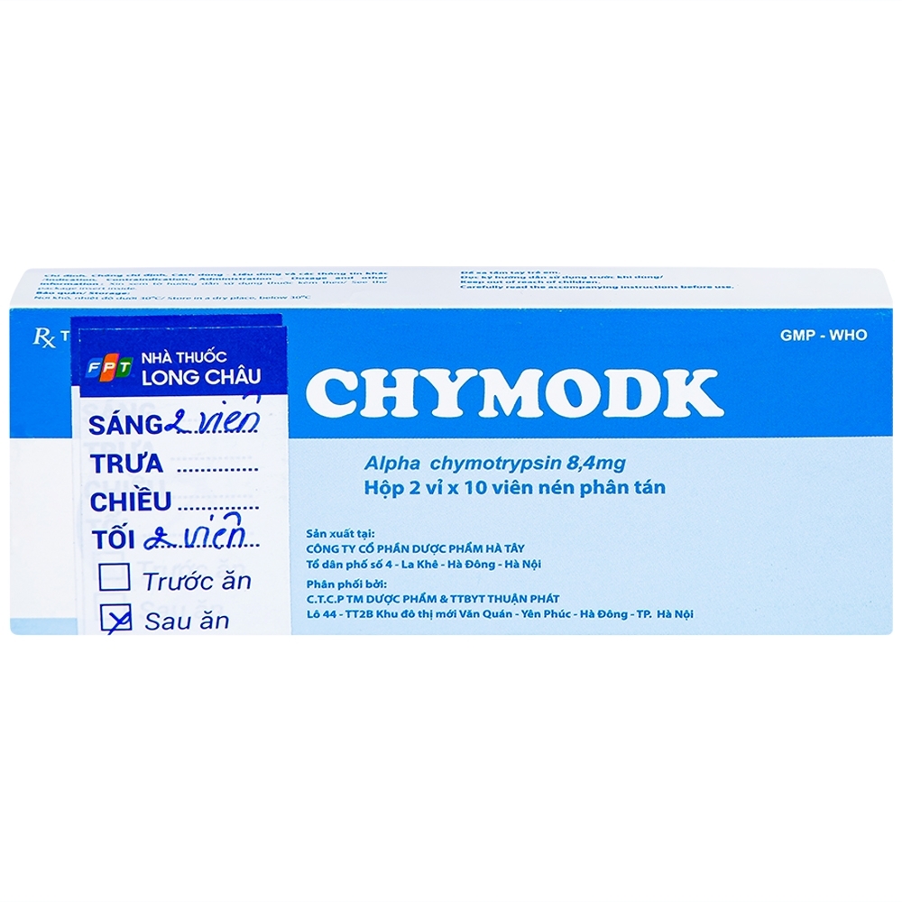 Hình ảnh Thuốc Chymodk 8.4mg Hataphar điều trị phù nề sau chấn thương, phẫu thuật, bỏng (2 vỉ x 10 viên)