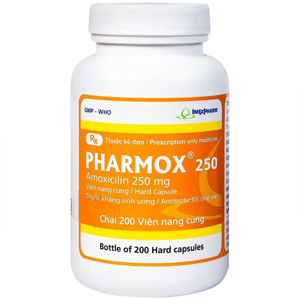 Hình ảnh Thuốc Pharmox 250 Imexpharm điều trị các chứng nhiễm khuẩn, viêm xoang cấp (200 viên)