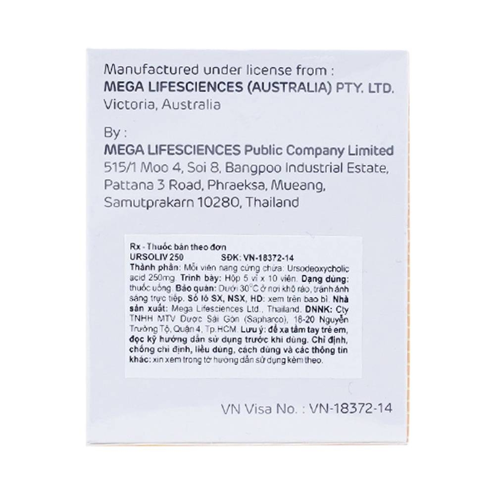 Hình ảnh Thuốc Ursoliv 250 MEGA We care điều trị làm tan sỏi mật (5 vỉ x 10 viên)
