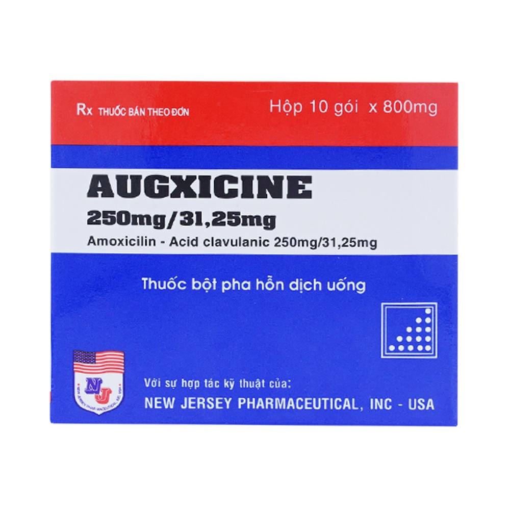 Hình ảnh Thuốc Augxicine 250mg/31.25mg Vidipha điều trị viêm amidan, viêm xoang (10 gói x 0.8g)