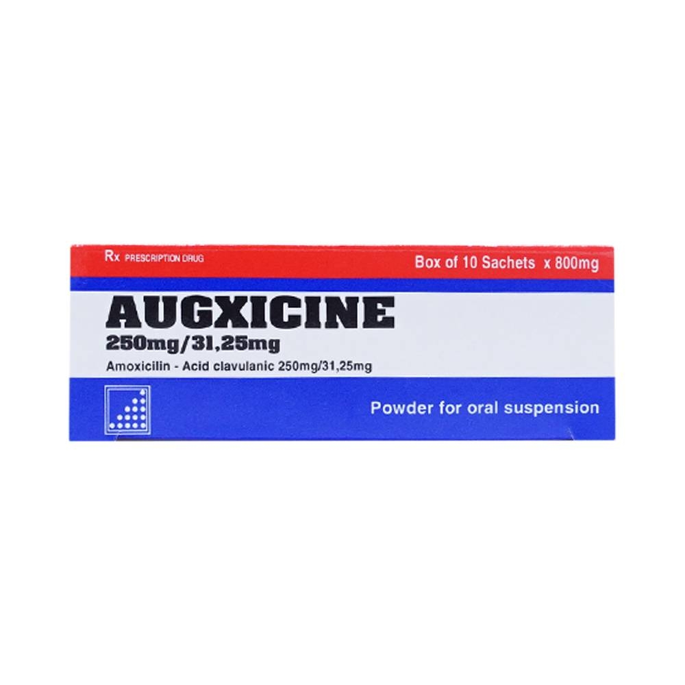 Hình ảnh Thuốc Augxicine 250mg/31.25mg Vidipha điều trị viêm amidan, viêm xoang (10 gói x 0.8g)