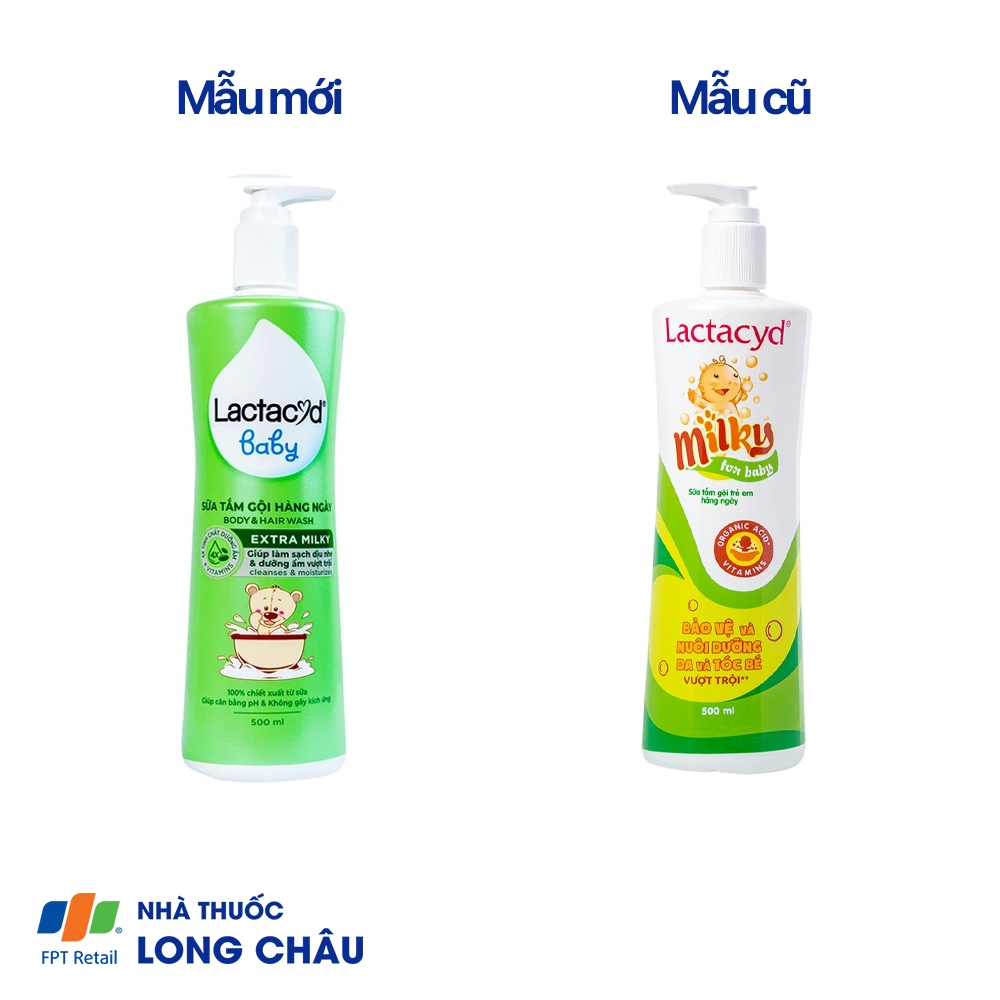 Hình ảnh Sữa tắm gội hàng ngày Body And Hair Wash Lactacyd Baby Extra Milky sạch dịu nhẹ, dưỡng ẩm vượt trội (500ml)