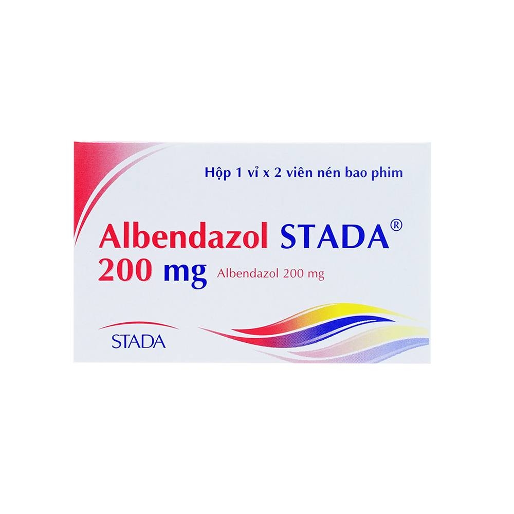 Hình ảnh Thuốc Albendazol Stada 200mg điều trị nhiễm một hoặc nhiều loại ký sinh trùng đường ruột (1 vỉ x 2 viên)