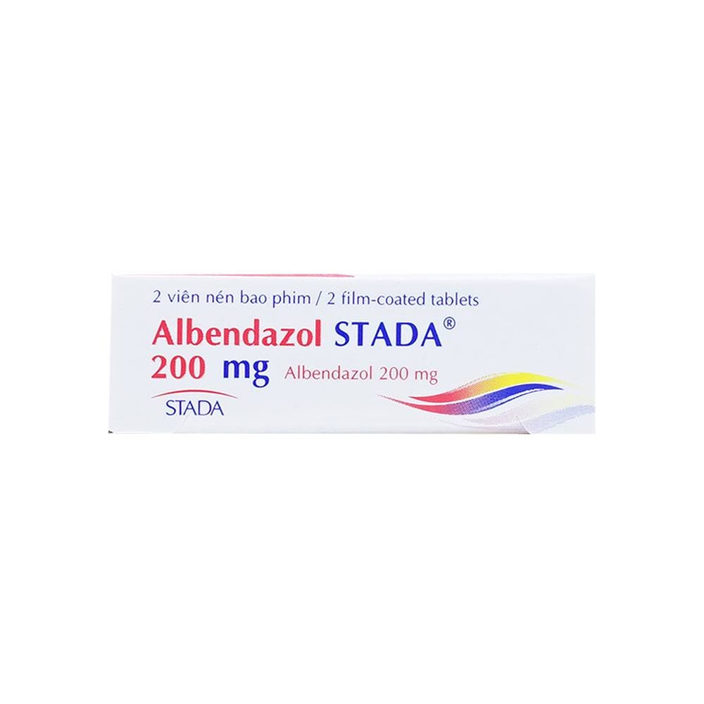 Hình ảnh Thuốc Albendazol Stada 200mg điều trị nhiễm một hoặc nhiều loại ký sinh trùng đường ruột (1 vỉ x 2 viên)