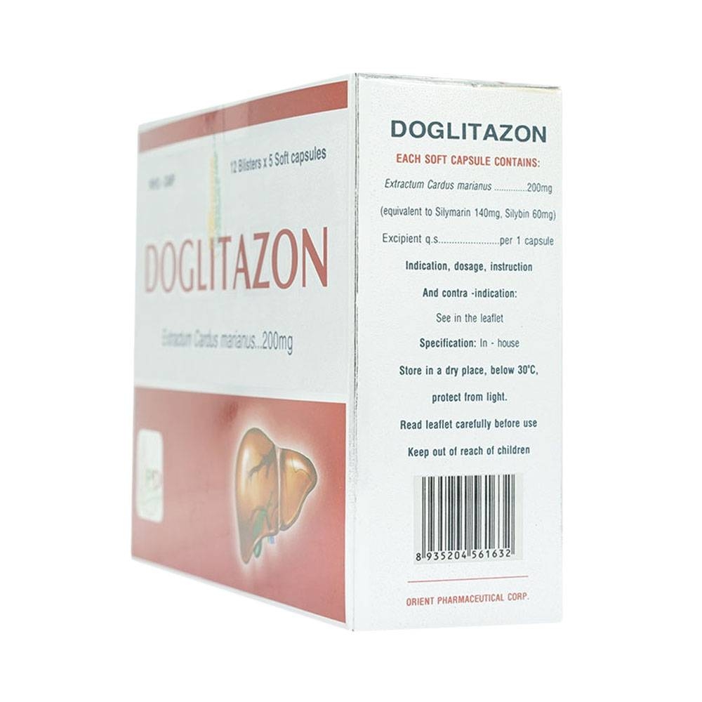 Hình ảnh Thuốc Doglitazon 200mg Phương Đông điều trị rối loạn tiêu hóa, giải độc gan (12 vỉ x 5 viên)